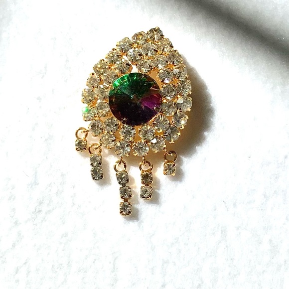 Vintage 80s Rhinestone Brooch - Picture 7 of 8